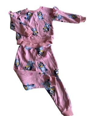Girls' Pink Bluey Character Print Two-Piece Set